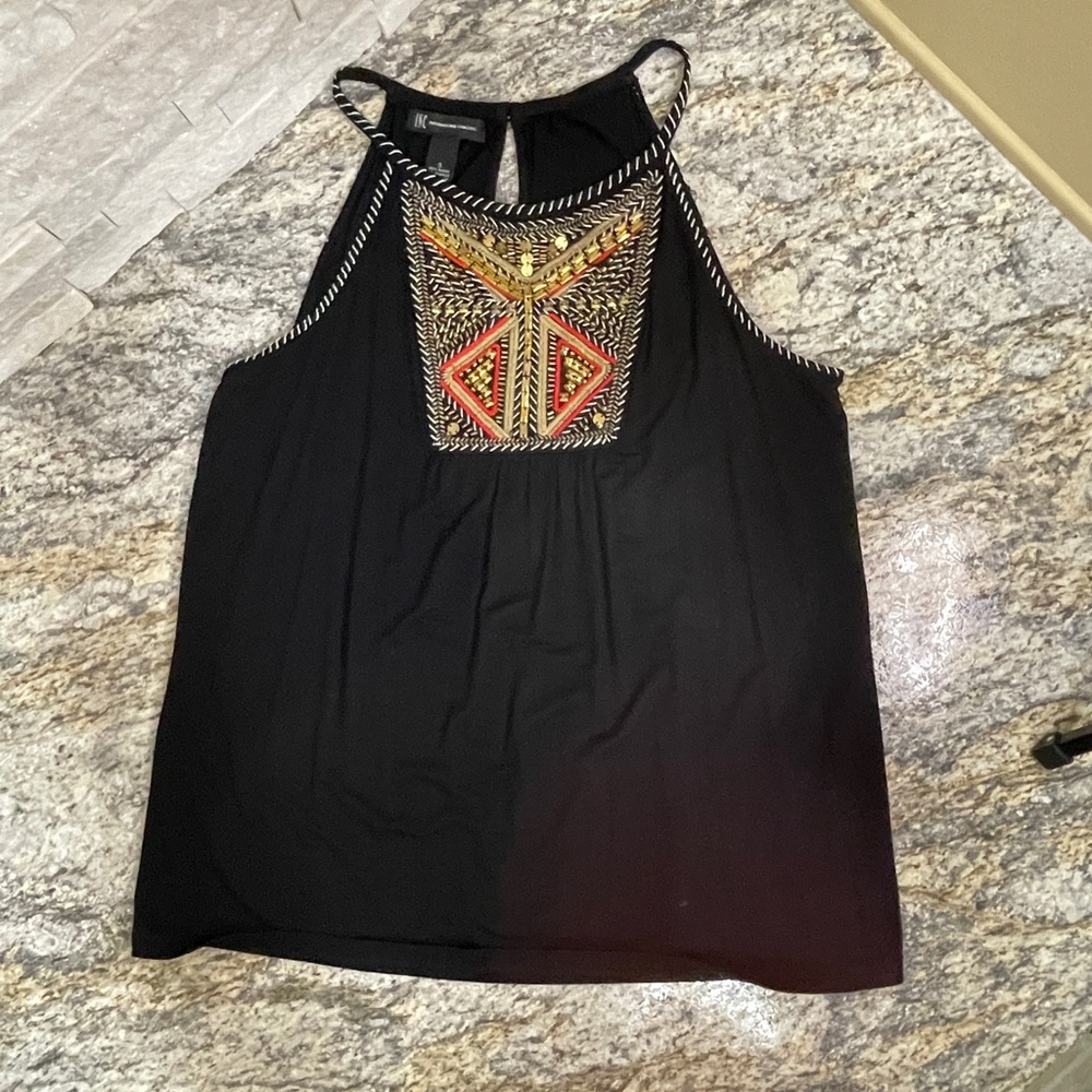 INC Aztec Beaded Tank Small EUC